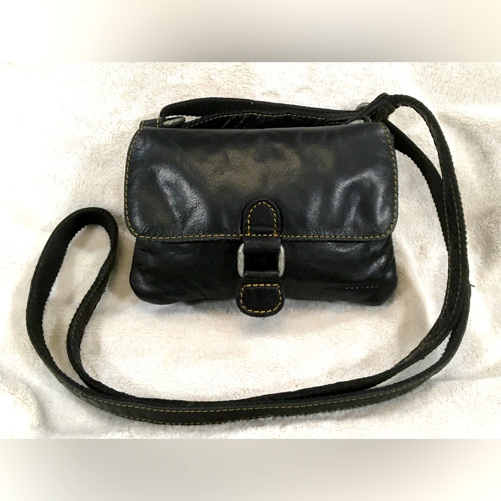 JACK GEORGES leather Voyager Mini Crossbody Handbag, Black